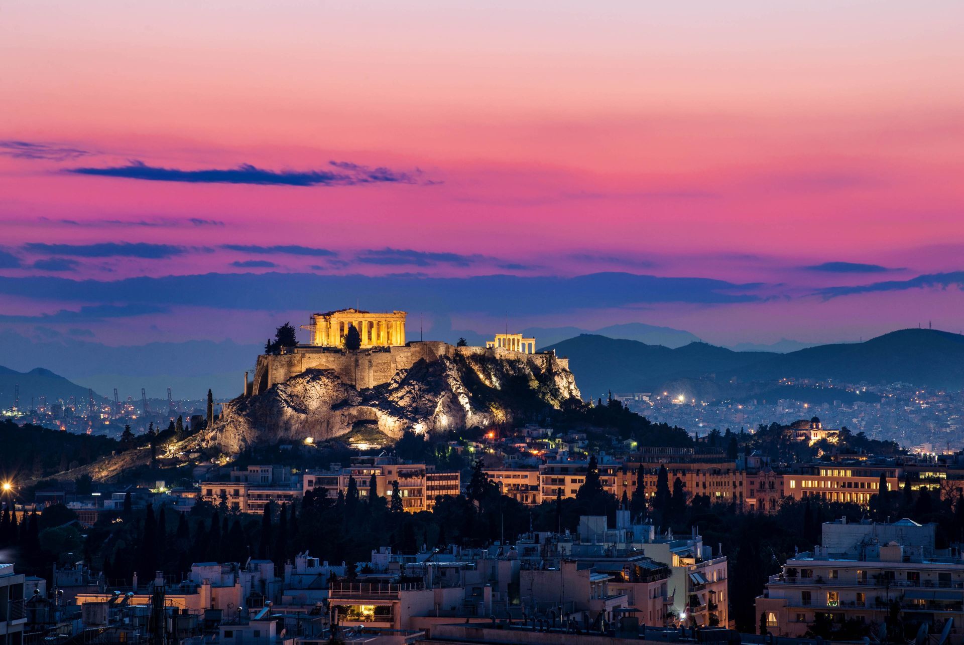 The Parthenon of the Acropolis of Athens Greece