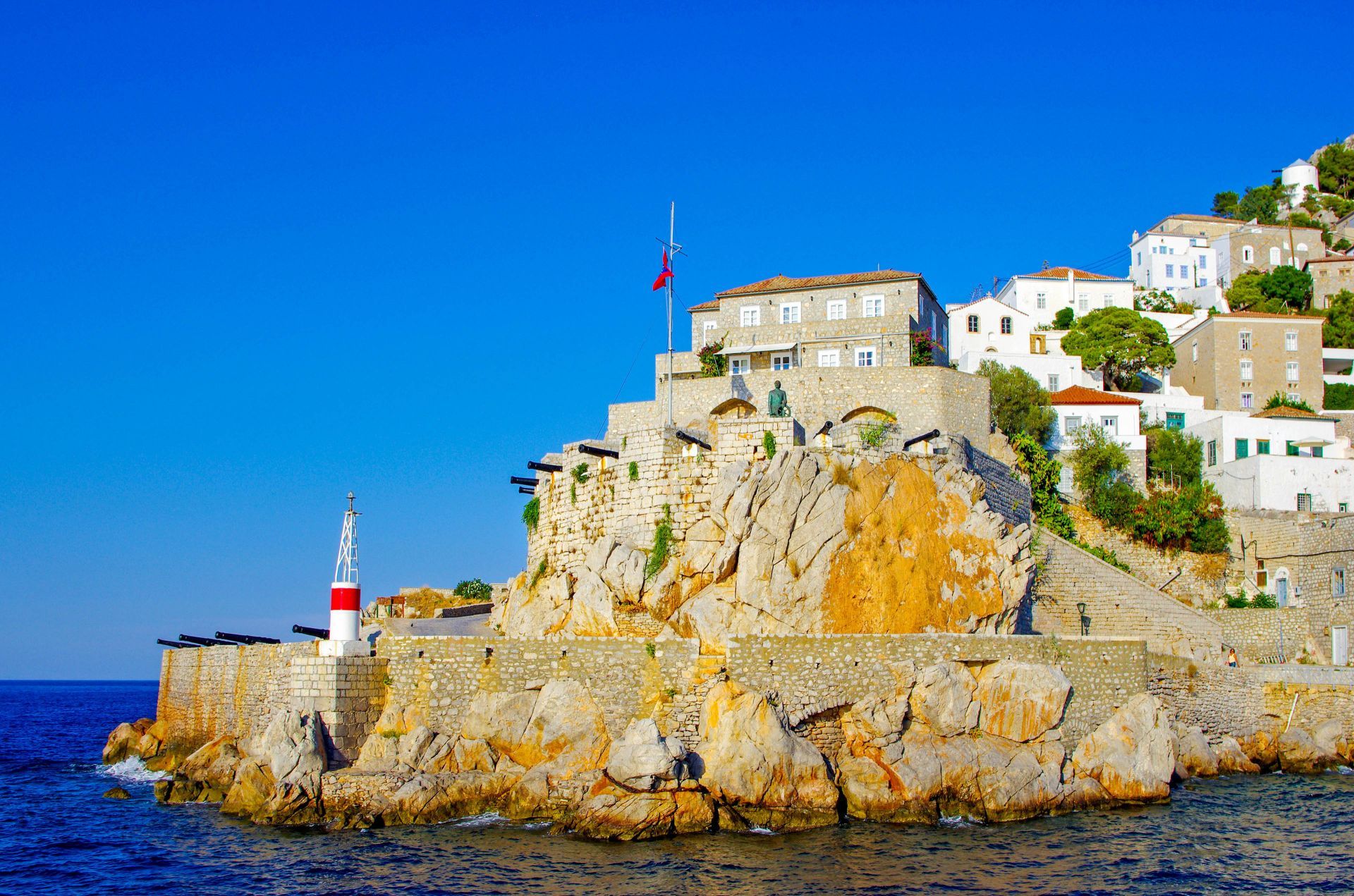 Hydra island: The old Cannons for the protection of the town